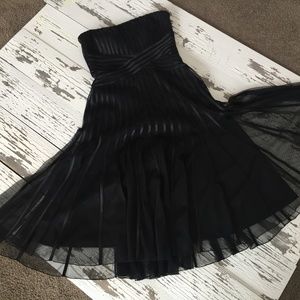 WHBM black strapless lace evening dress size 0 new